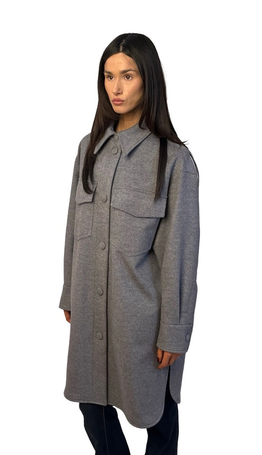 Stella McCartney Grey Wool Long Shacket. Size: 38