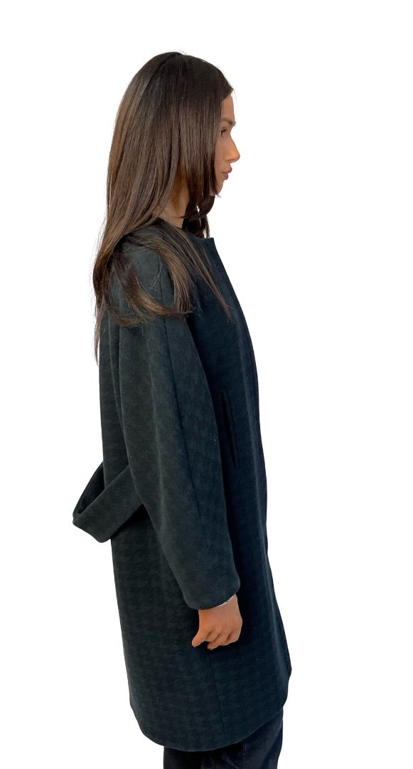 Scanlan Theodore Dark Green Houndstooth Wool Cocoon Coat. Size: S-M