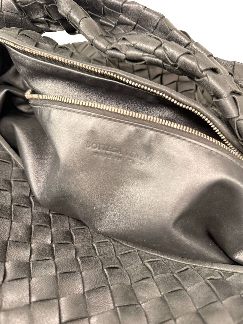 Bottega Veneta Black Jodie 'Classic' Shoulder Bag in Intrecciato Leather.