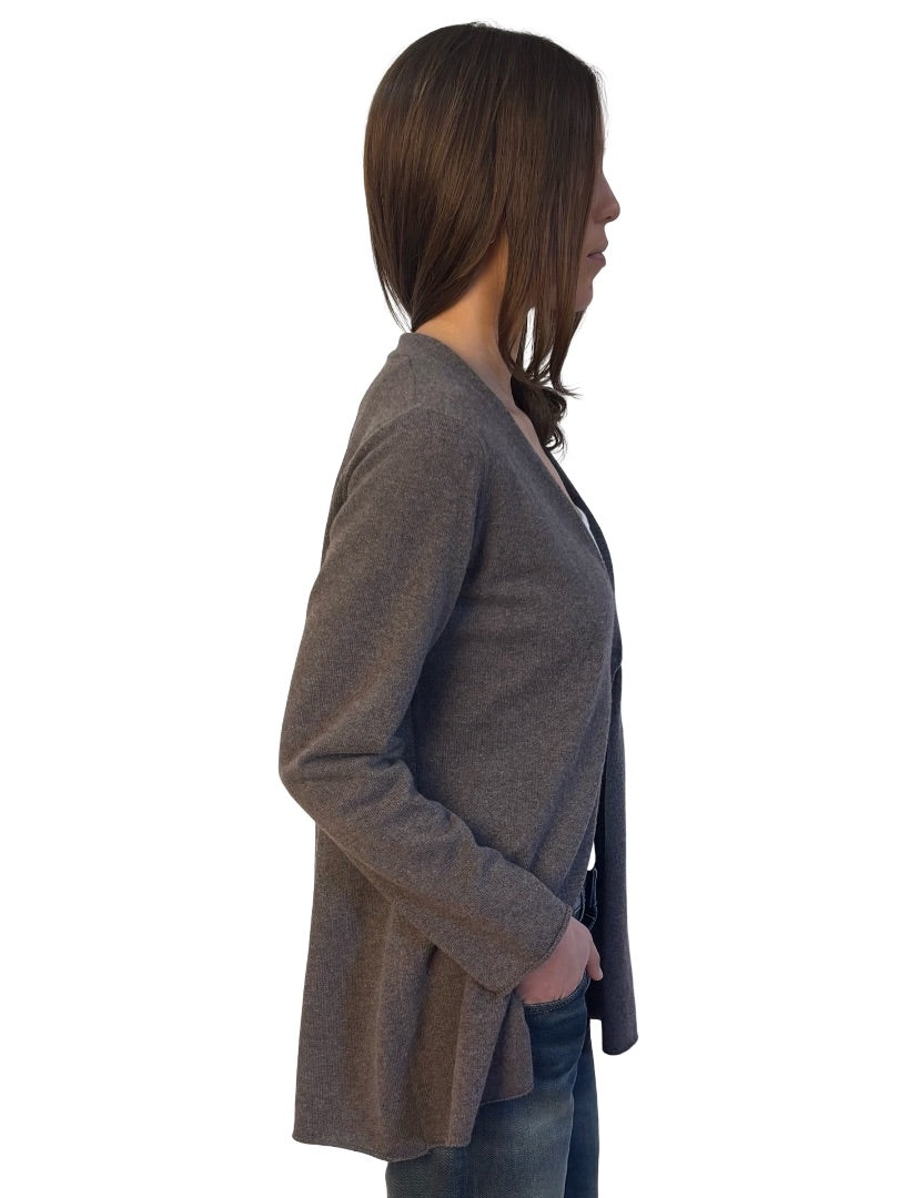 Fabiana Filippi Grey Wool Blend Twist Button Cardigan. Size: 46
