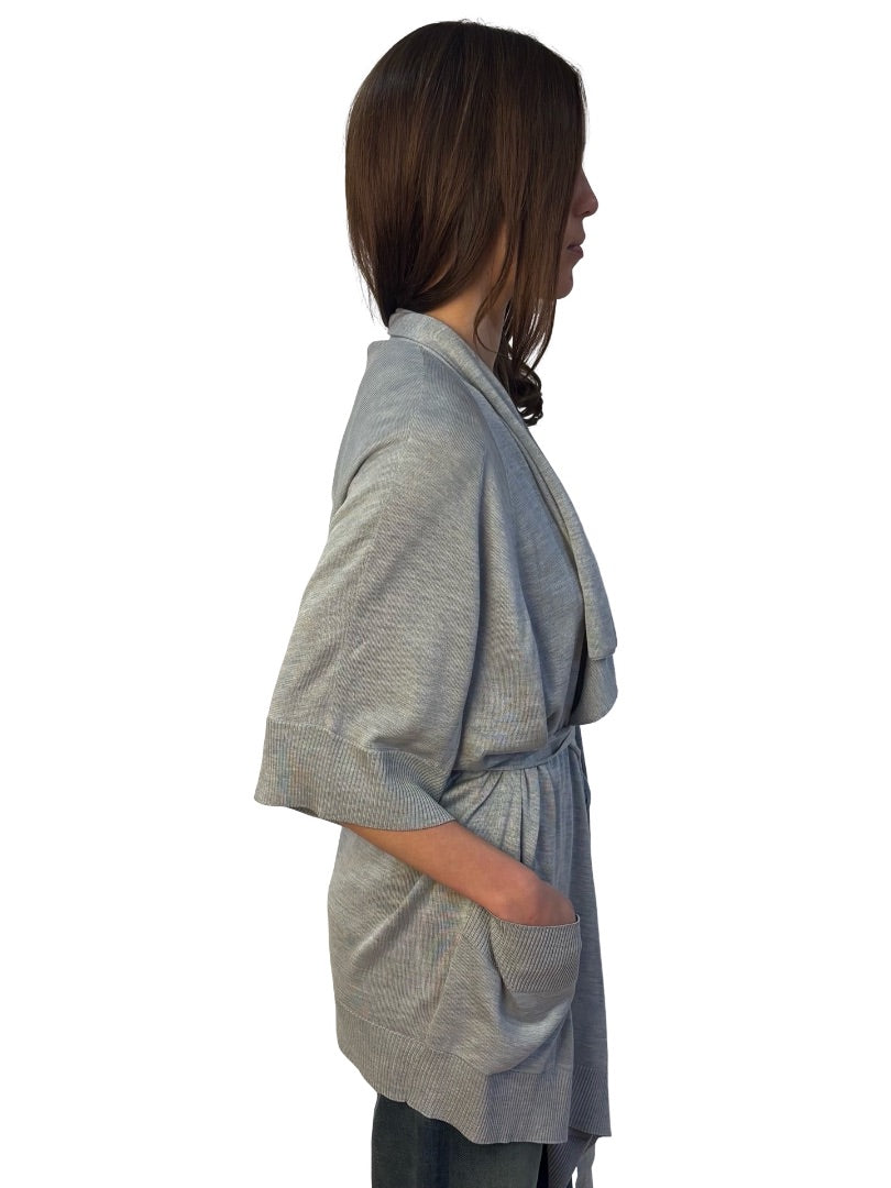 MaxMara Grey Silk Knit Cardigan. Size: S