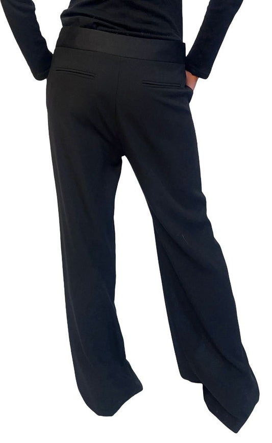 Camilla & Marc Black Fresco Wide Leg Front Slit Trouser. Size: 8