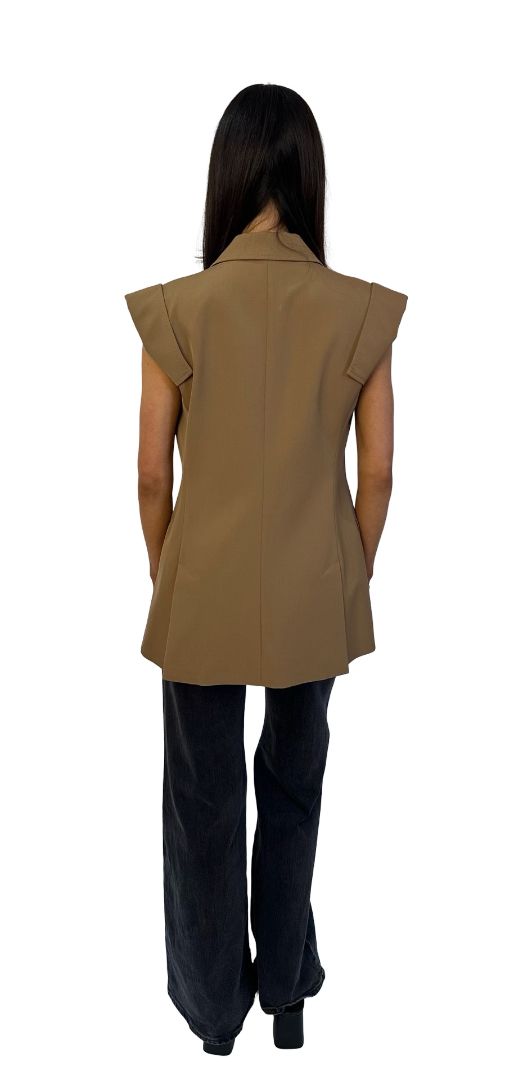 MaxMara Brown Peaked Lapel Vest. Size: 10