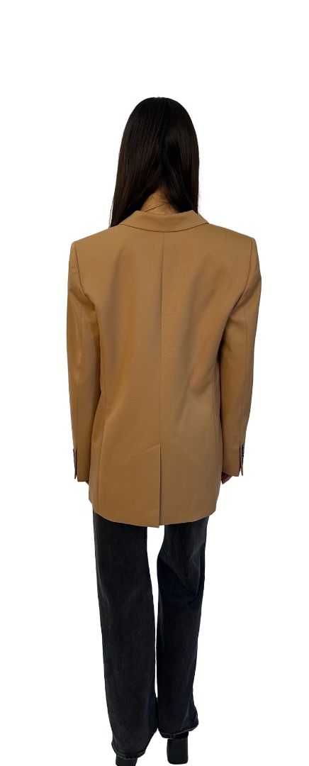 Frame Camel Notched Lapel Blazer. Size: 6