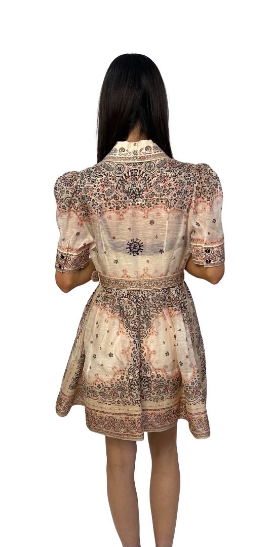 Zimmermann 'Matchmaker' Cream Mini Shirt Dress. Size: 1