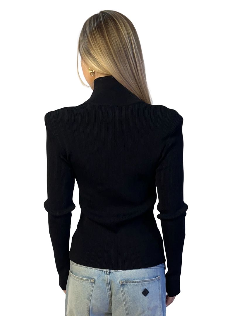 Husk Black Turtleneck w/ Gold Button Shoulders. Size: L