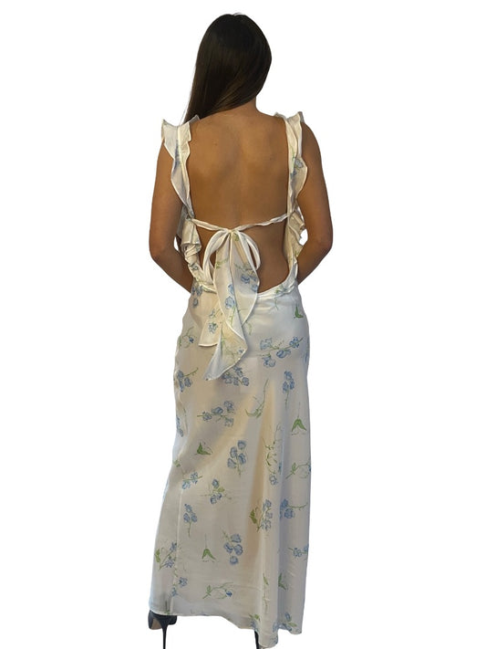 Maggie Marilyn White Silk Floral 'Slow Dancing' Dress. Size: 10