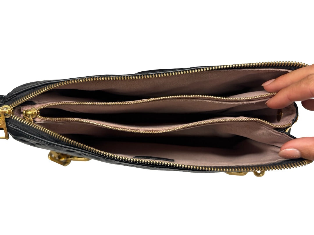 Louis Vuitton Black 'Coussin PM M21260' Crossbody Bag W Gold Shoulder Chain.