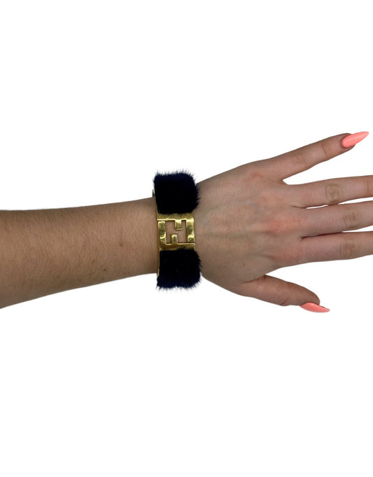 Fendi Gold & Fur Bracelet . Size: Medium