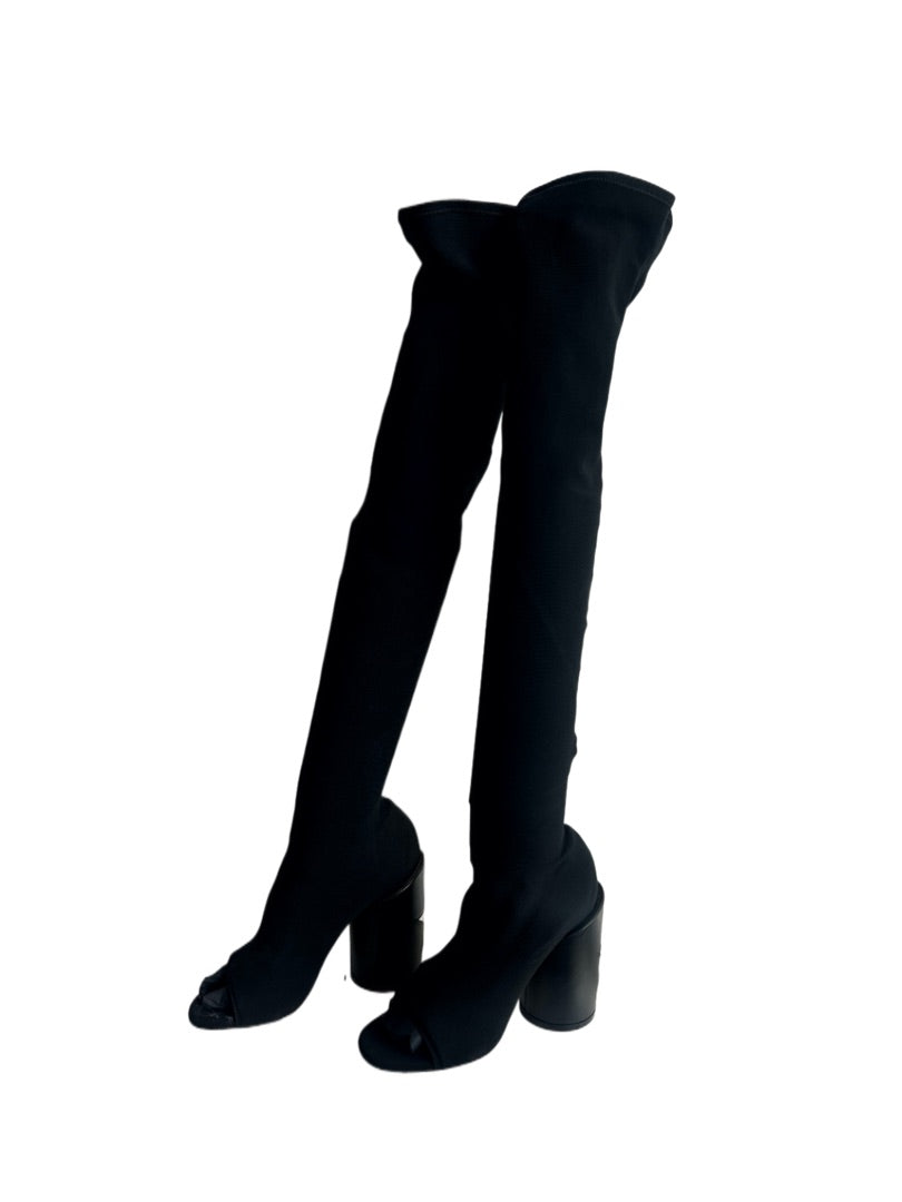Givenchy Black Over The Knee Sock Boots W White Star. Size: 35.5