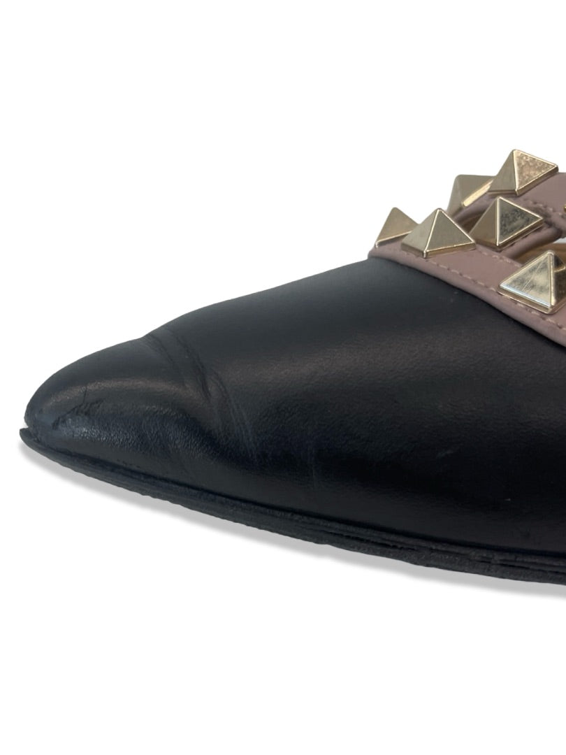 Valentino Garavani Black Ballerina Studded Cage Flats. Size: 37