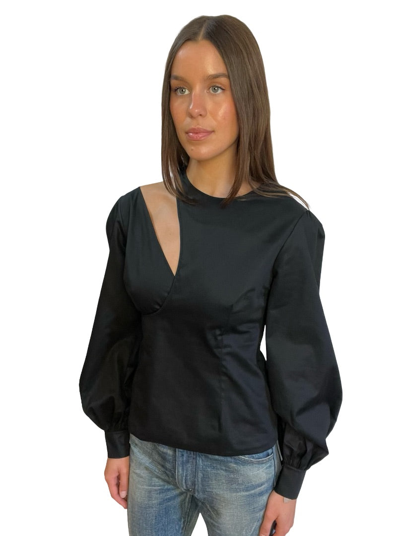 Safiyaa Black Layered Cotton Top. Size: UK 10