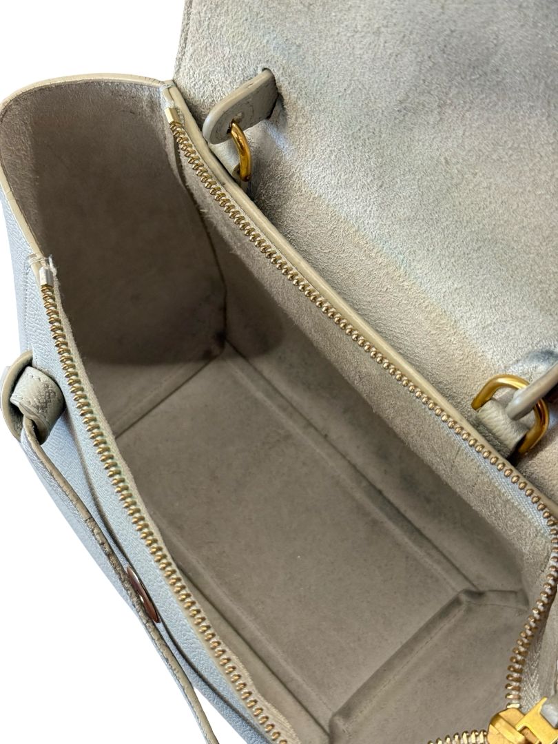 Celine Sage Green Leather Mini Belt Bag.