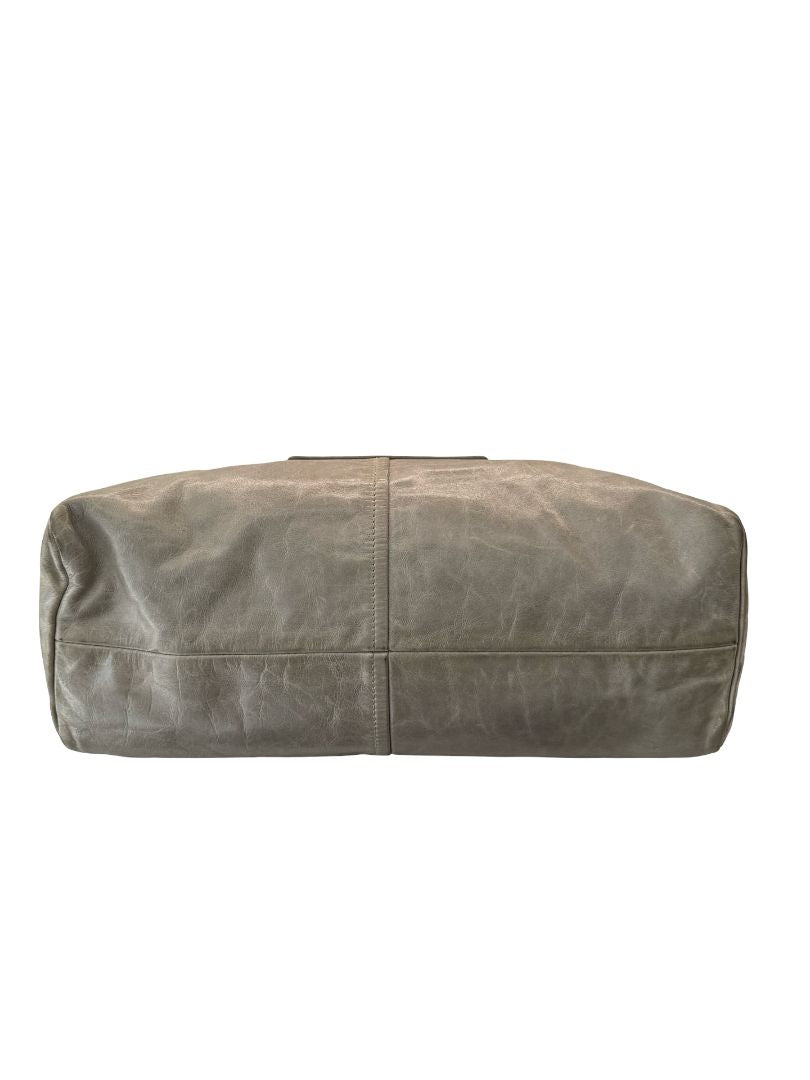 Prada Grey Vintage Leather Shoulder Tote Bag.