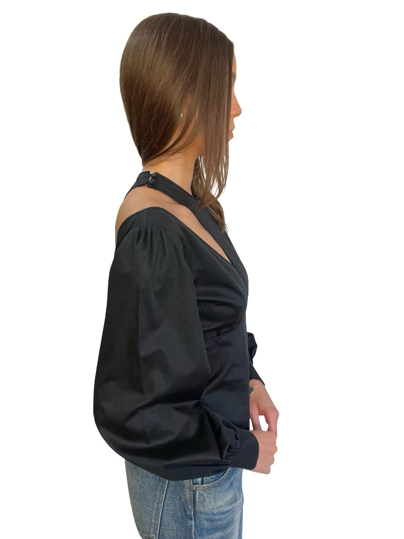 Safiyaa Black Layered Cotton Top. Size: UK 10