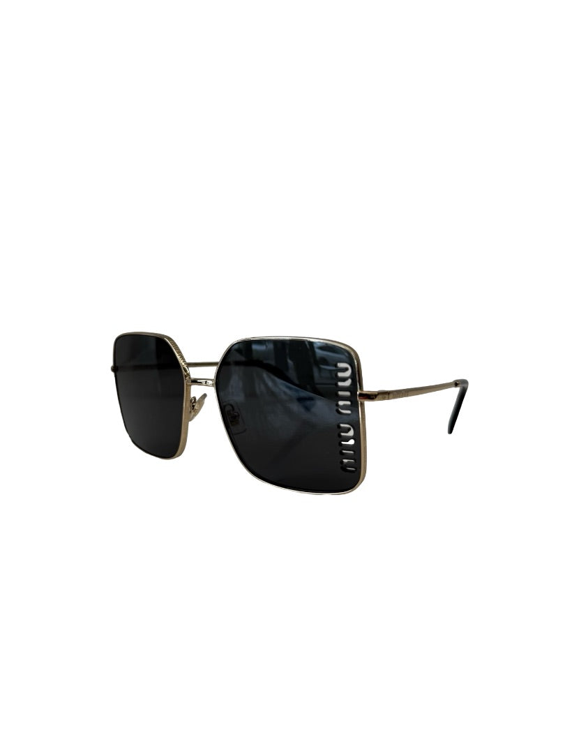 Miu Miu Gold/Grey 51YS Logo Lens Sunglasses.