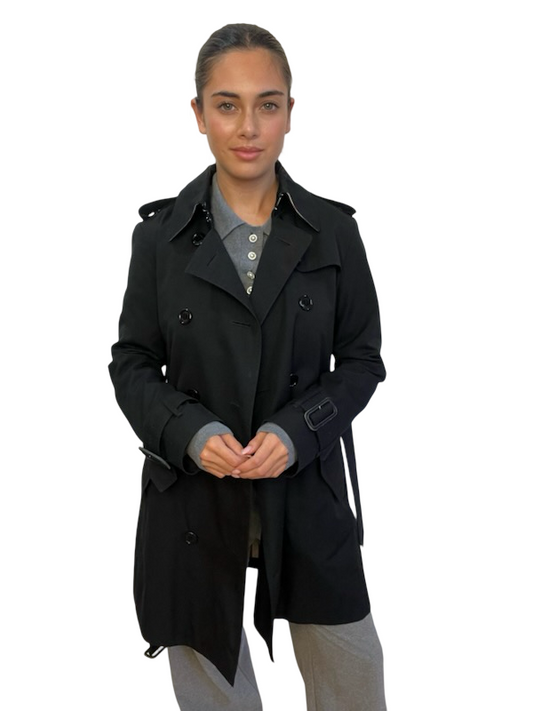Burberry Black Short Trench Coat. Size: UK6