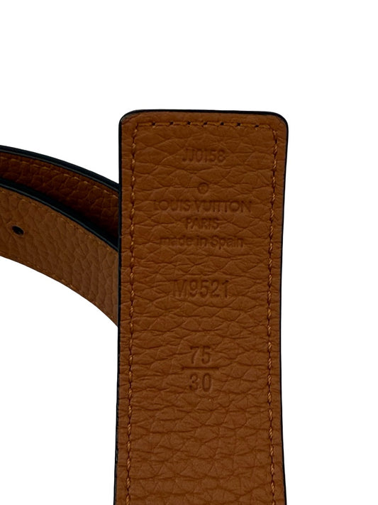 Louis Vuitton Black / Tan Heritage 35mm Reversible Belt. Size: 75/30