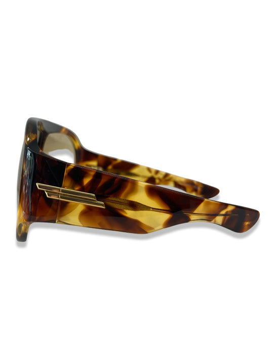 Bottega Veneta Brown Havana Shield Sunglasses.