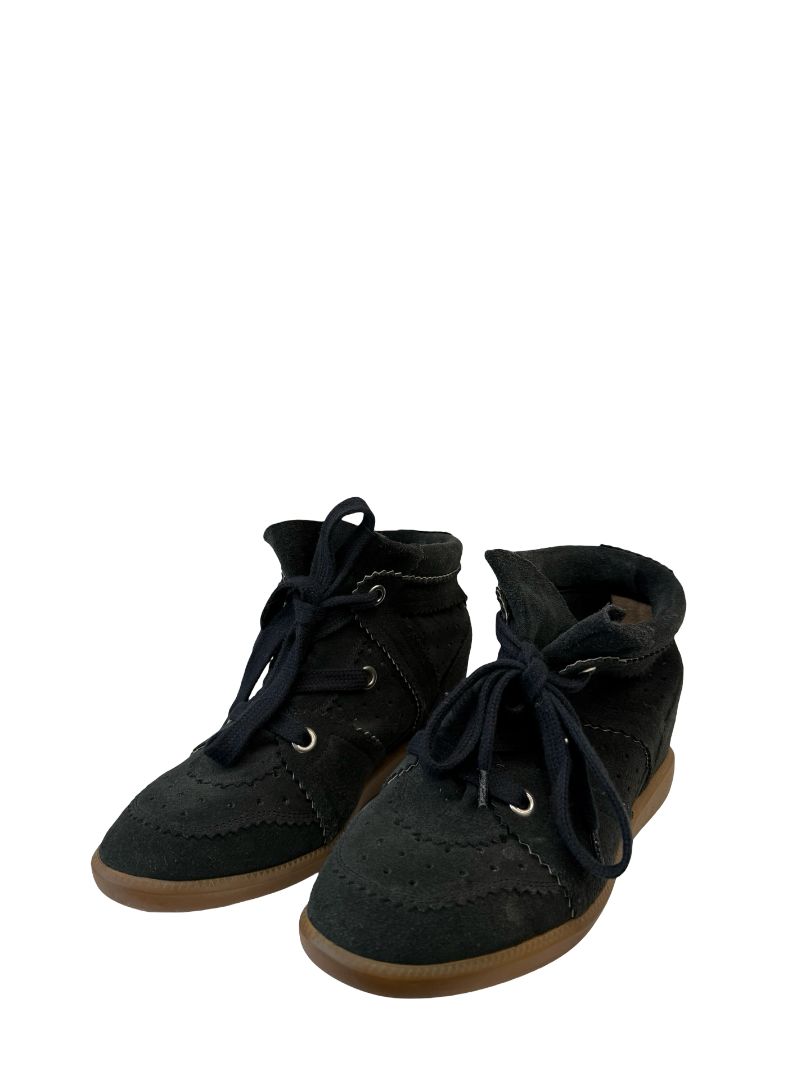 Isabel Marant Black Suede Bobby Wedge Sneakers. Size: 39