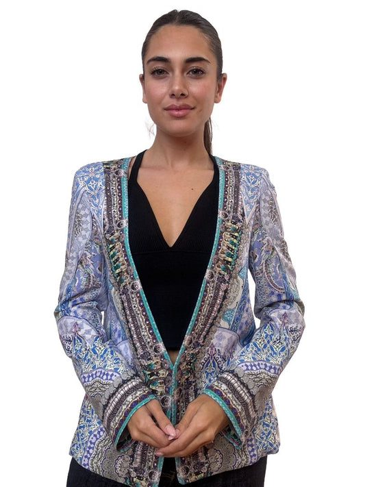 Camilla Blue Jewelled Padded Jacket. Size: 1