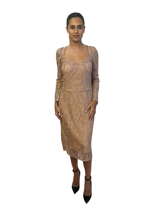Dolce & Gabbana Nude Lace Midi Dress. Size: 46
