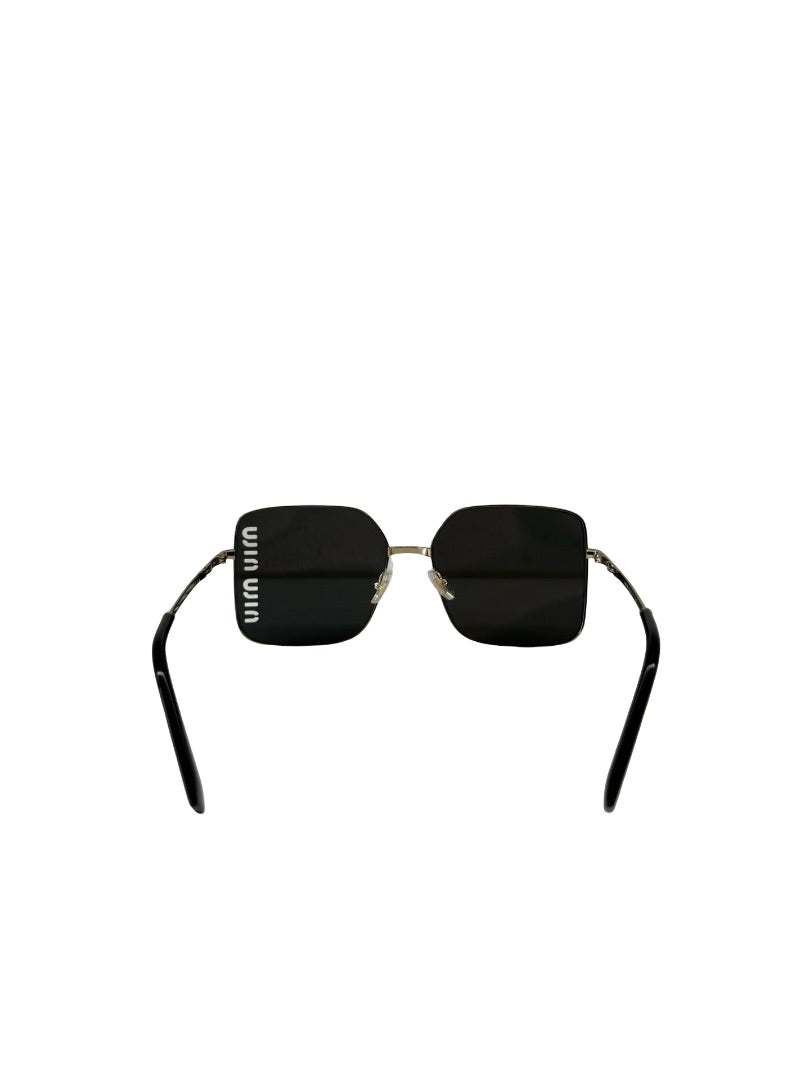 Miu Miu Gold/Grey 51YS Logo Lens Sunglasses.