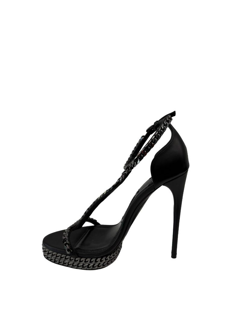 Tom Ford Black Gunmetal Chain Stilettos. Size: 37