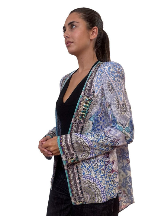 Camilla Blue Jewelled Padded Jacket. Size: 1