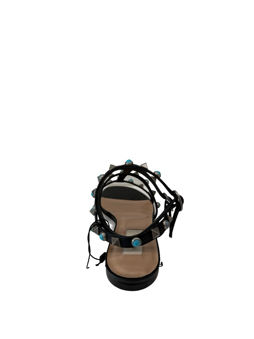 Valentino Black Gladiator Rockstud Sandal. Size: 37