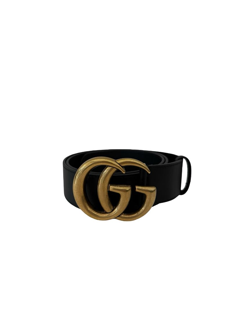 Gucci Black GG Marmont Leather Belt.