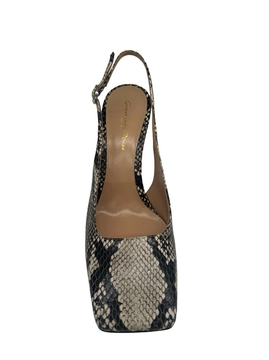 Gianvito Rossi Grey & Black Snake Skin Effect Square Toe Pumps. Size: 38