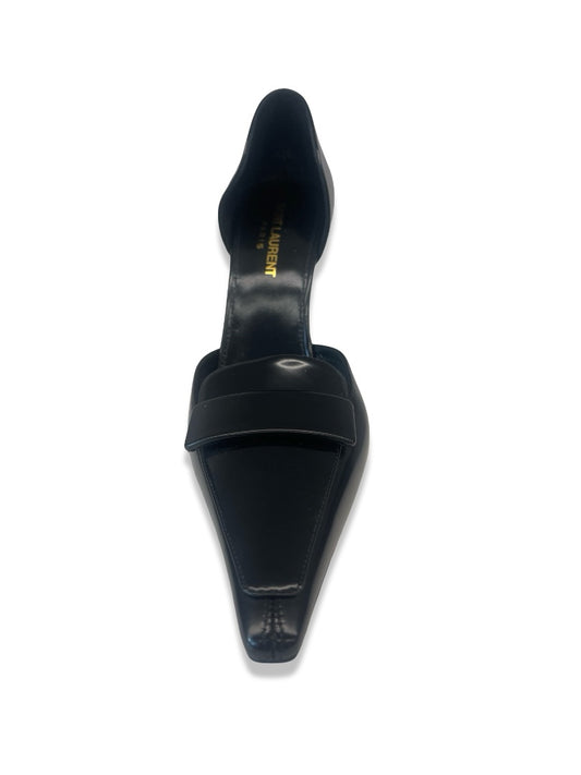 Saint Laurent Black D'Orsay Glossed Leather Pump. Size: 38