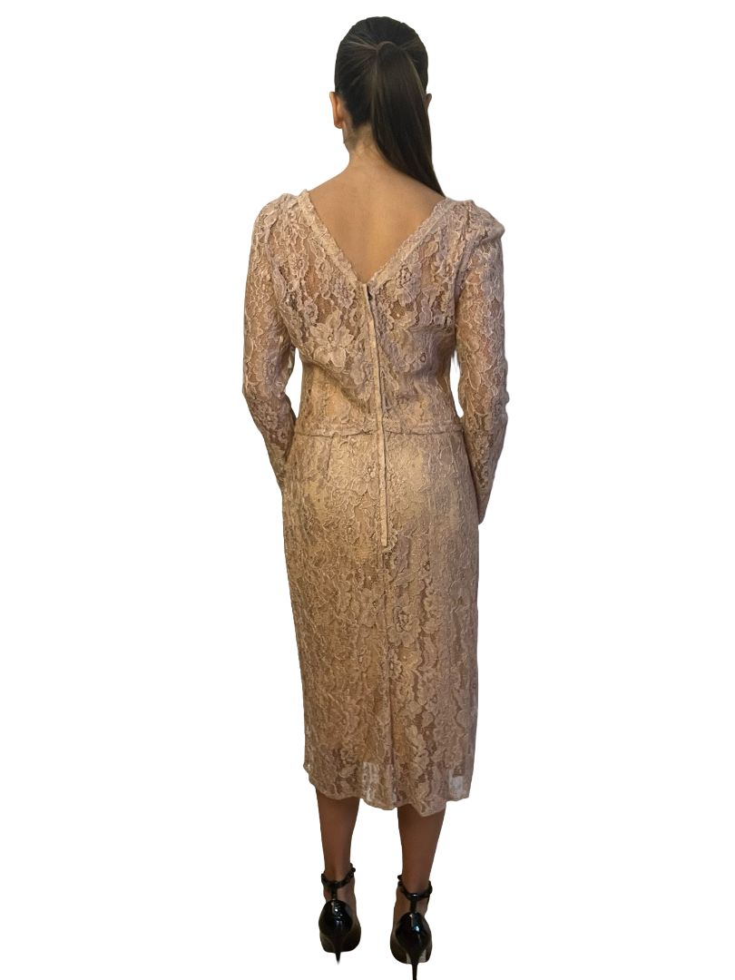 Dolce & Gabbana Nude Lace Midi Dress. Size: 46