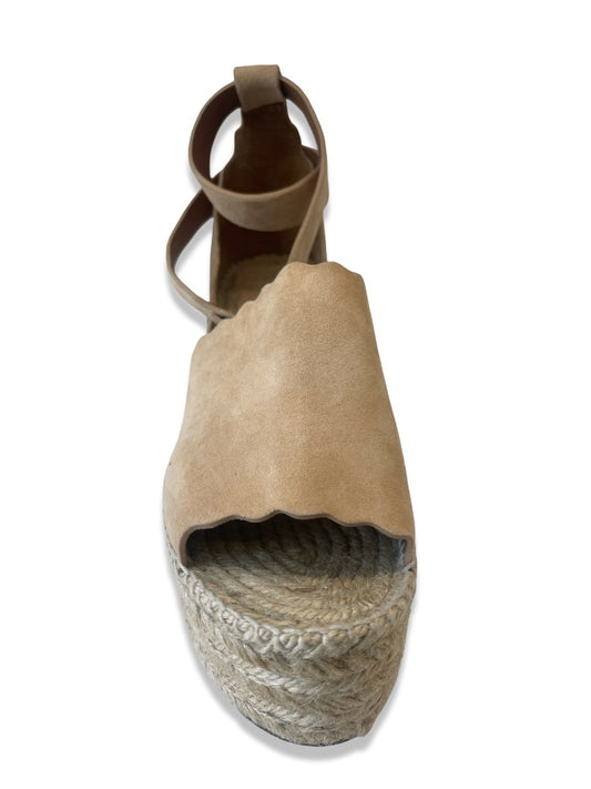Chloe Nude Suede Wedge Heel. Size: 38