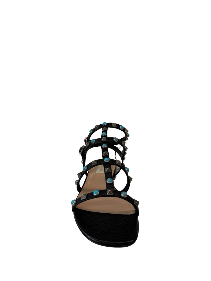 Valentino Black Gladiator Rockstud Sandal. Size: 37