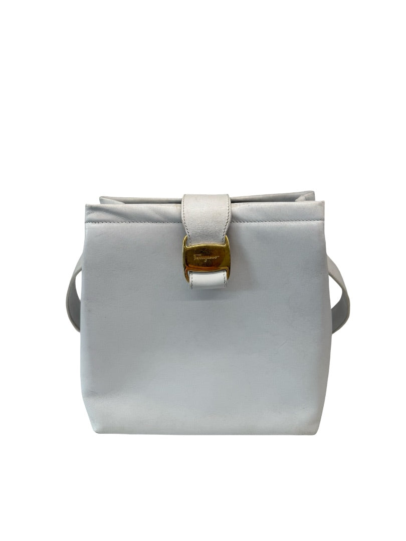 Salvatore Ferragamo White Shoulder Bag.