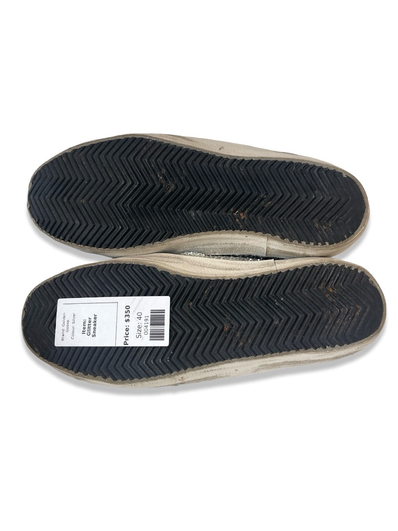 Golden Goose Silver Glitter Sneaker. Size: 40