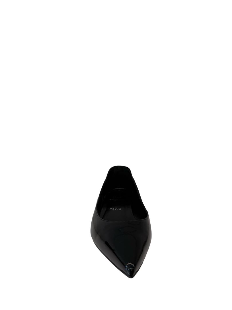 Christian Louboutin Black Hot Chickita Patent Flats. Size: 40.5