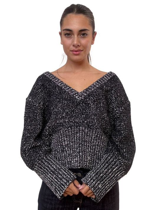 Scanlan Theodore Black/White Cropped V Knit. Size: M