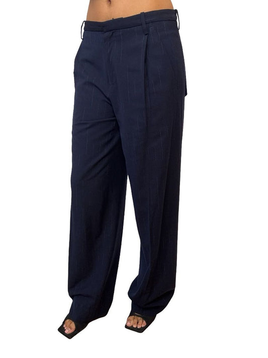 Dion Lee Navy Pinstripe Suit Pants. Size: 6