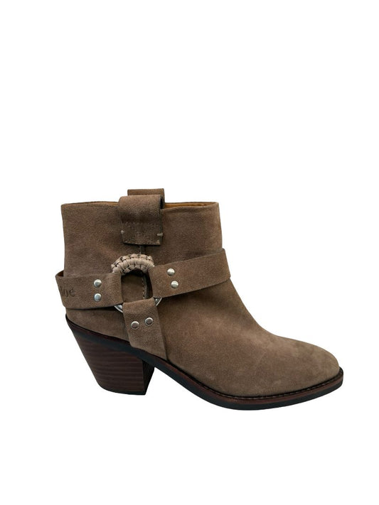 See By Chloe Taupe Eddie Western Ankle Boots. Size: 40