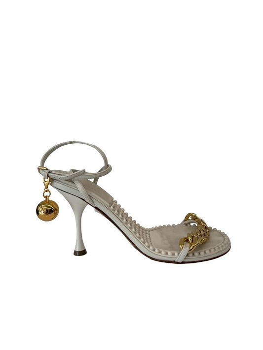 Bottega Veneta White Ball & Chain Sandal Heels. Size: 39