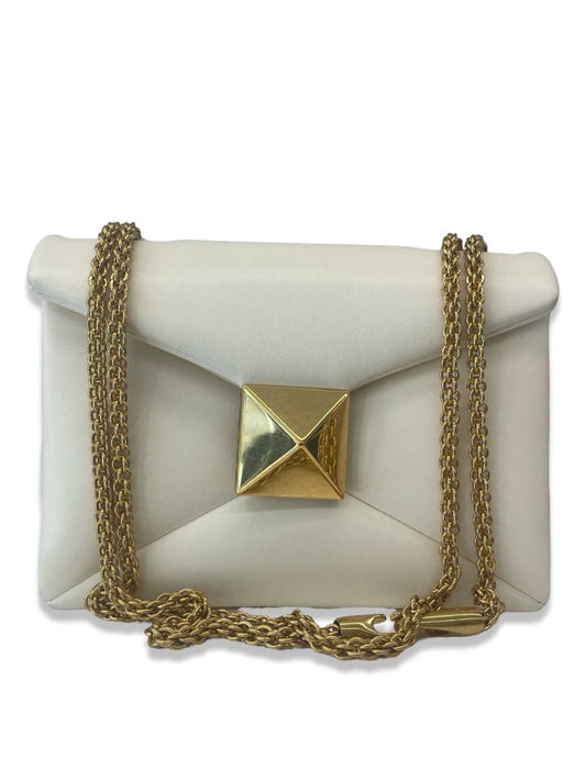 Valentino Garavani Cream/Gold One Stud Small Leather Shoulder Bag.