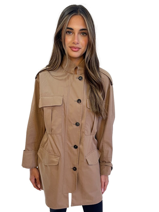 'S MaxMara Beige Cotton Jacket w/ Pockets. Size: 10