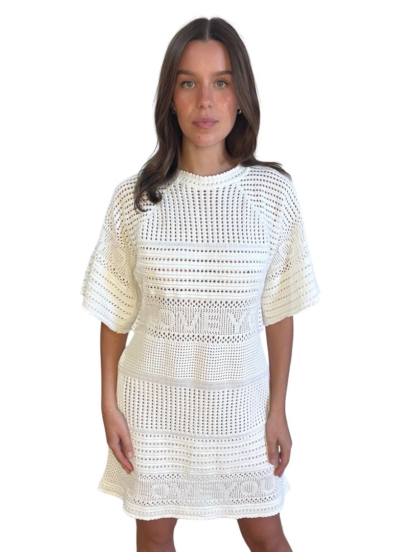 Stella McCartney Cream Crochet 'LOVE' Dress. Size: M