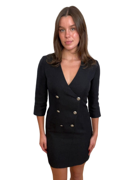 Pierre Balmain Black Double-Breasted Dress. Size: 38