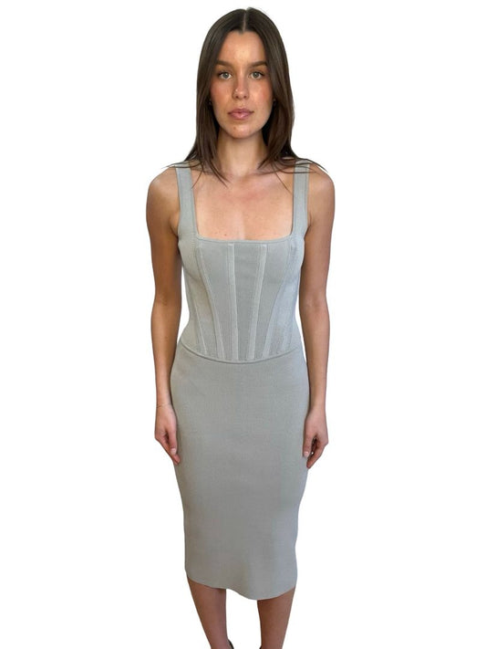 Dion Lee Grey Boned Fitted Dress. Size: S
