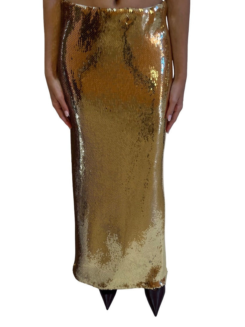 N21 Gold Sequin Maxi Skirt. Size: 40