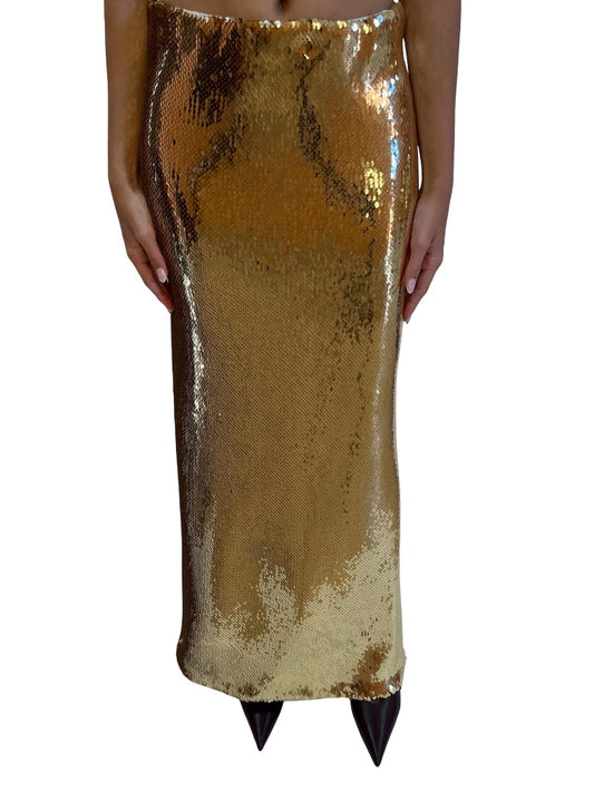 N21 Gold Sequin Maxi Skirt. Size: 40